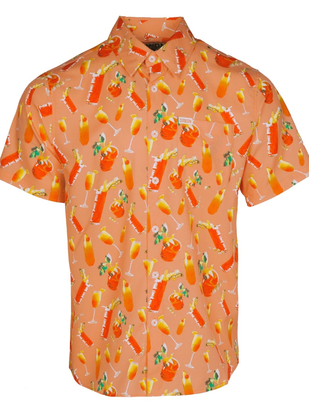 DIXXON Orange Tropical Cocktail Print Short-Sleeve Shirt